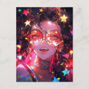 Anime Girl Stars Postkarte