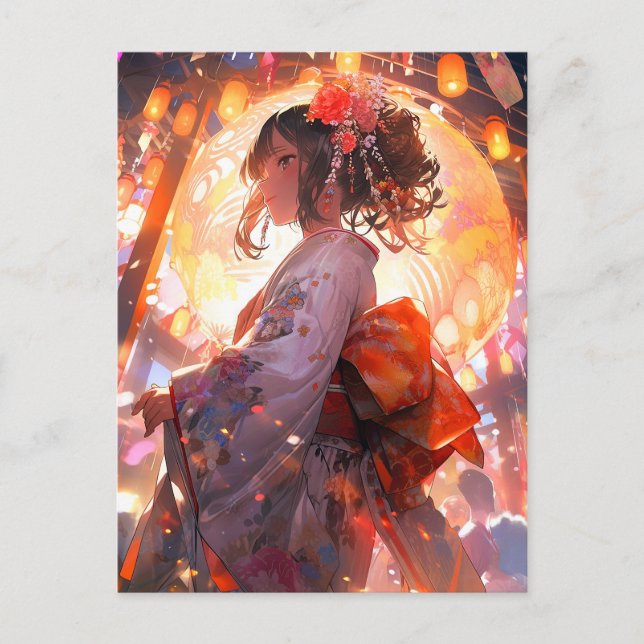 Anime Girl Stars Postkarte (Vorderseite)