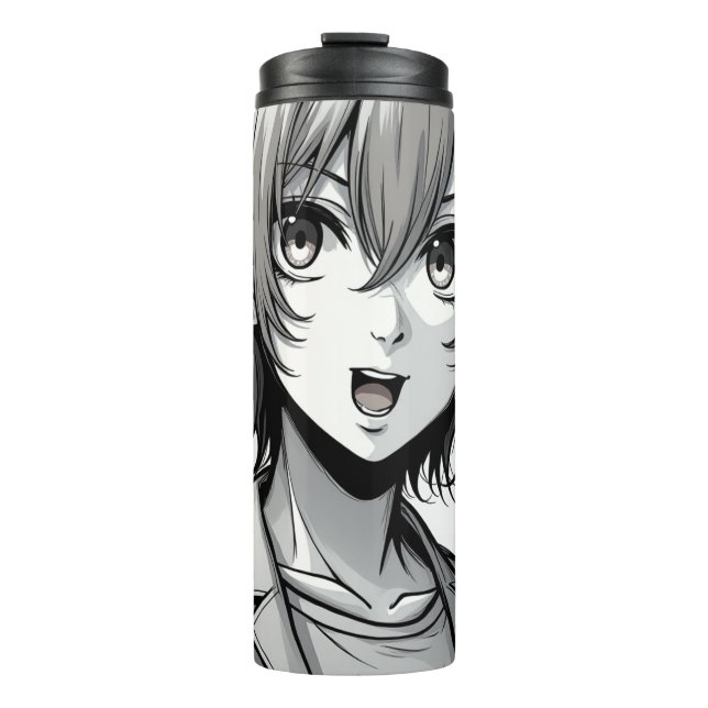 Anime Girl – Stylish Modern Character Design Thermosbecher (Vorderseite)