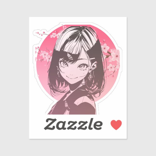 Anime Girl stylish sticker (Blatt)