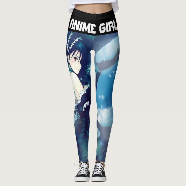 Anime Girl & Sword Design Leggings (Vorderseite)