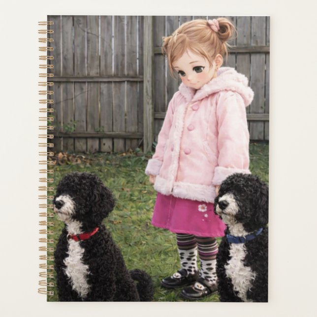 Anime Girl & Two Dogs Weekly Planner Planer (Vorderseite)