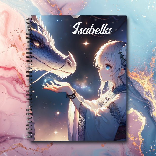 Anime Girl und ihr Drache Mystical Personalisiert Notizbuch (Von Creator hochgeladen)