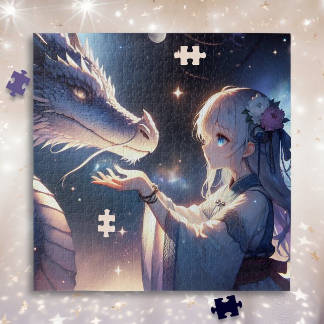 Anime Girl und ihr Drache Mystical Puzzle (Von Creator hochgeladen)