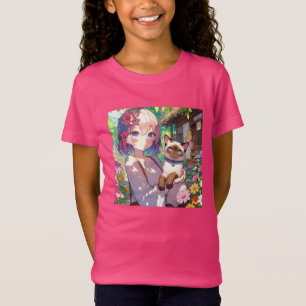 Anime Girl und Siamese Cat T-Shirt