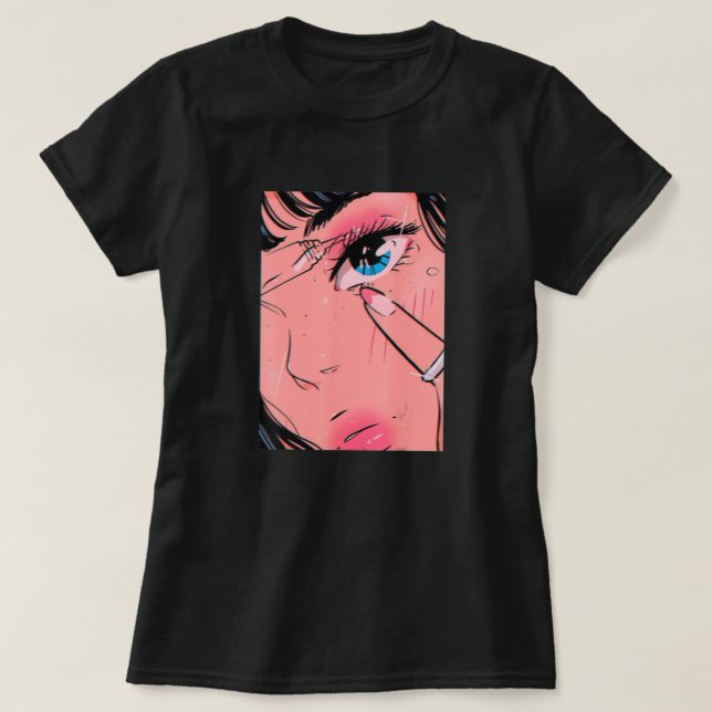 Anime Girl Vaporwave Egirl Ästhetik Japanischer Ot T-Shirt (Design vorne)