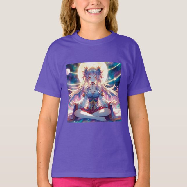 Anime Girl vermittelt spirituelle T-Shirt (Vorderseite)