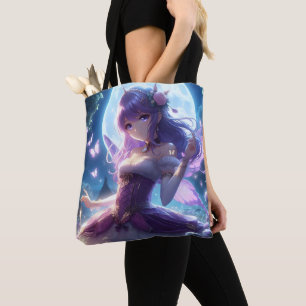 Anime Girl Violet Butterfly Wing Moon Fairy