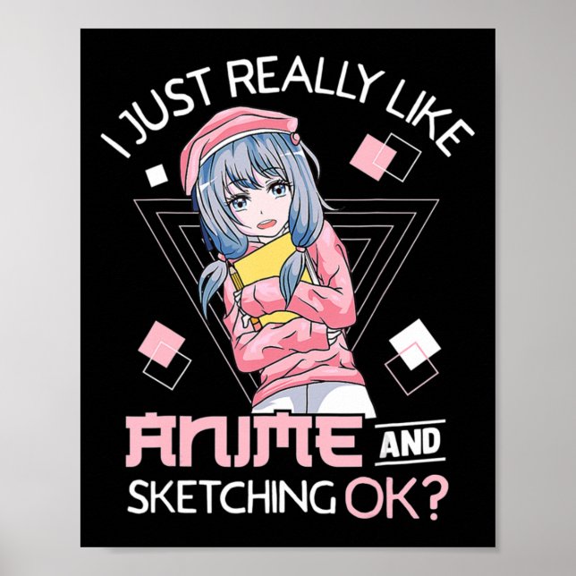 Anime Girl Waifu, die Anime Ramen und Sketchi Lieb Poster (Vorne)