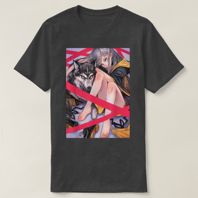 Anime Girl Waifu Wolf Ästhetik Japanisch Otaku T-Shirt (Design vorne)