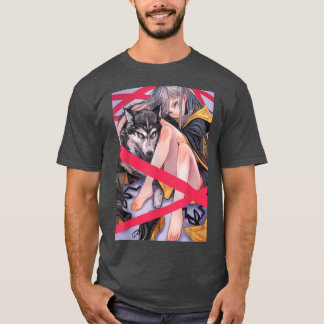 Anime Girl Waifu Wolf Ästhetik Japanisch Otaku T-Shirt