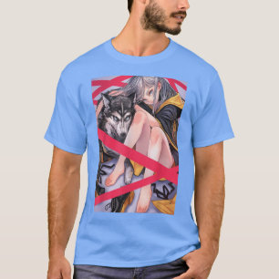 Anime Girl Waifu Wolf Ästhetik Japanisch Otaku T-Shirt
