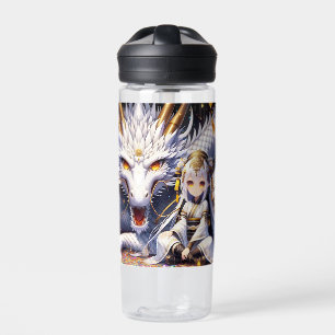 Anime Girl Warrior und Dragon Ai Art Trinkflasche