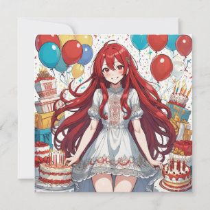 Anime Girl zum Geburtstag Einladung