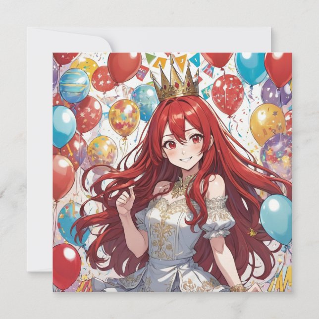 Anime Girl zum Geburtstag Einladung (Vorderseite)