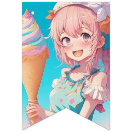 Anime Girls Birthday Pastel Colors Whimsical Wimpelkette