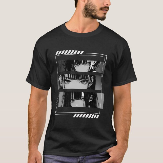 Anime Girls Eyes Soft Grunge Ästhetik Japanischer  T-Shirt (Vorderseite)