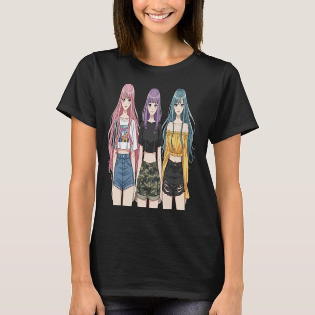 Anime Girls Fashion Trio T-Shirt   (Vorderseite)