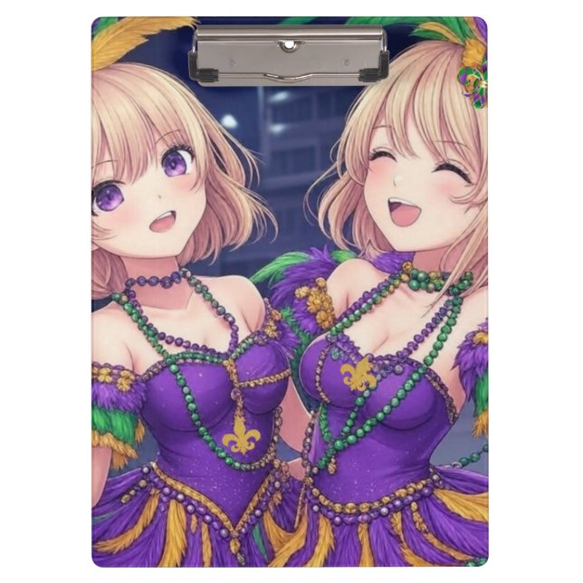 Anime Girls Mardi Gras Klemmbrett (Vorderseite)