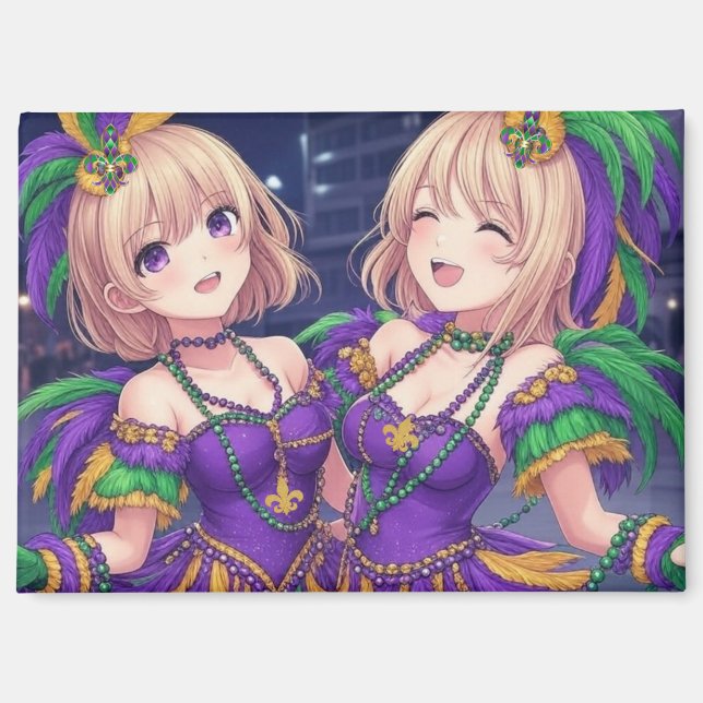 Anime Girls Mardi Gras Magnet (Vorderseite)
