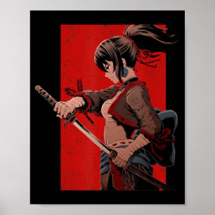 Anime Girls Teens Samurai Waifu Japanisch Otaku Ka Poster