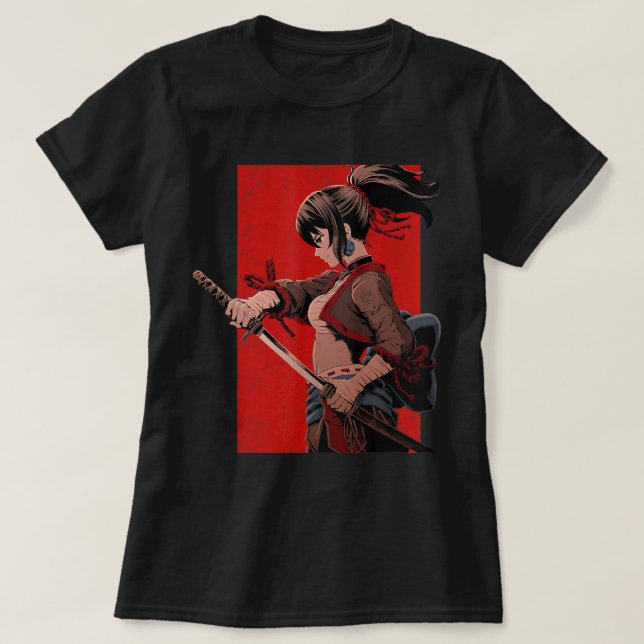 Anime Girls Teens Samurai Waifu Japanisch Otaku Ka T-Shirt (Design vorne)