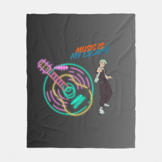 Anime-Gitarren-Vibes-Decke – Kunst für Musikliebha Fleecedecke
