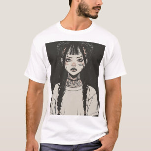 Anime Goth Girl mit Tattoos Annoyed T-Shi T-Shirt