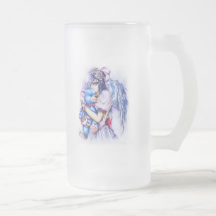 Anime Gothic Pink Engel Mädchen Mit Teddy Mattglas Bierglas