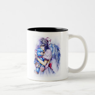 Anime Gothic Pink Engel Mädchen Mit Teddy Zweifarbige Tasse