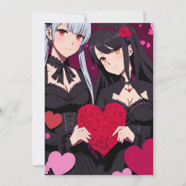 Anime Gothic Valentinstag Rote Herzen Feiertagskarte