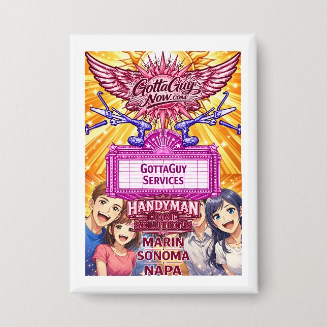 Anime GottaGuy Handyman Home Solutions  Button (Vorderseite)