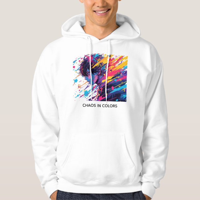 Anime Graffiti Chaos — Farbexplosion Hoodie (Vorderseite)