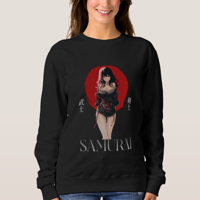 Anime Grunge Waifu Samurai Emo Japanese Anime Girl Sweatshirt (Vorderseite)