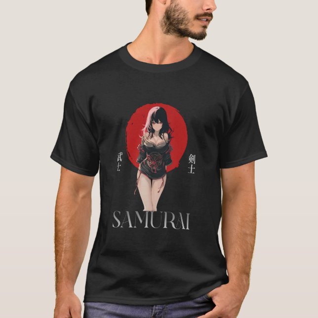 Anime Grunge Waifu Samurai Emo Japanese Anime Girl T-Shirt (Vorderseite)