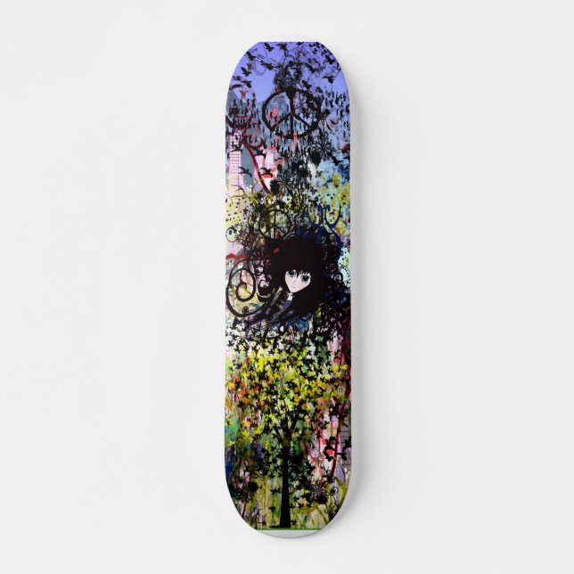 Anime Grunged City Skateboard (Vorne)