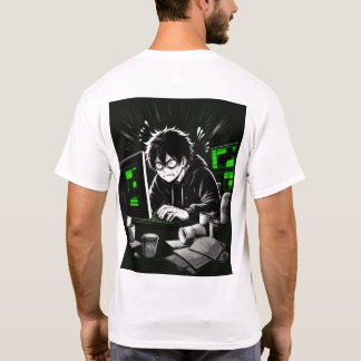 Anime-Hacker-Gamer-Cyberpunk-Computerschreibtisch- T-Shirt