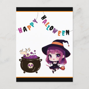 Anime/Halloween/Hexe/Fall-Flachbildschirm Feiertagspostkarte
