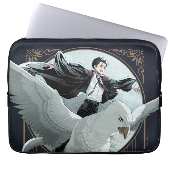 Anime HARRY POTTER™ Flight mit Buckbeak Laptopschutzhülle (Vorderseite)