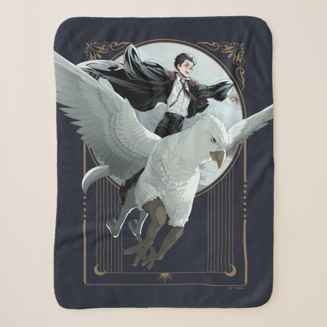 Anime HARRY POTTER™ Flug mit Buckbeak Sherpadecke (Vorderseite)
