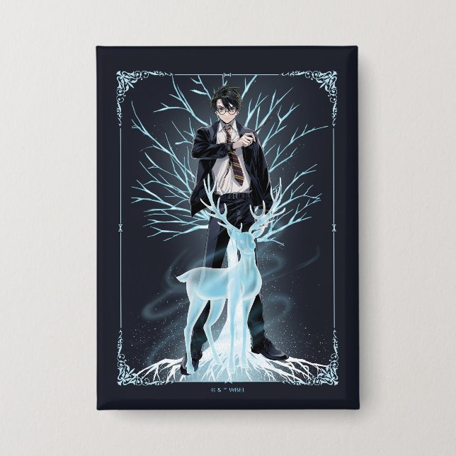 Anime HARRY POTTER™ Hirsch Patronus Button (Vorderseite)