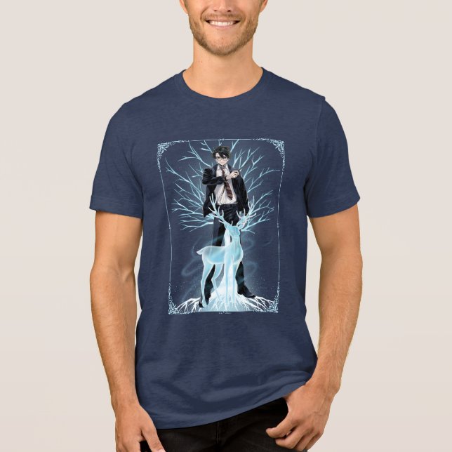 Anime HARRY POTTER™ Hirsch Patronus Tri-Blend Shirt (Vorderseite)