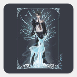 Anime HARRY POTTER™ Stag Patronus Quadratischer Aufkleber