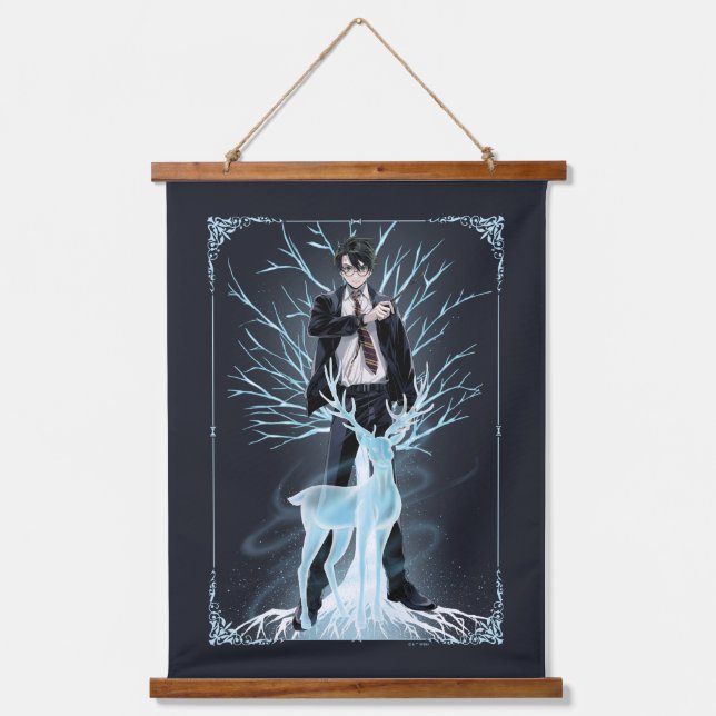 Anime HARRY POTTER™ Stag Patronus Wandteppich Mit Holzrahmen (Vorderseite)