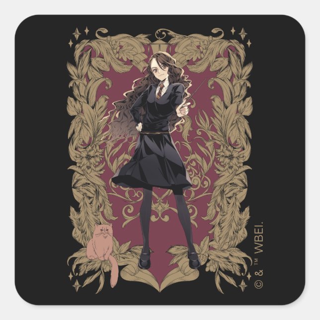Anime Hermione Granger Verziert Frame Quadratischer Aufkleber (Vorderseite)