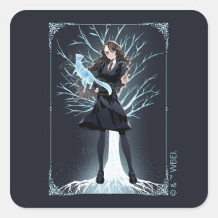 Anime Hermione Grangers Otter Patronus Quadratischer Aufkleber