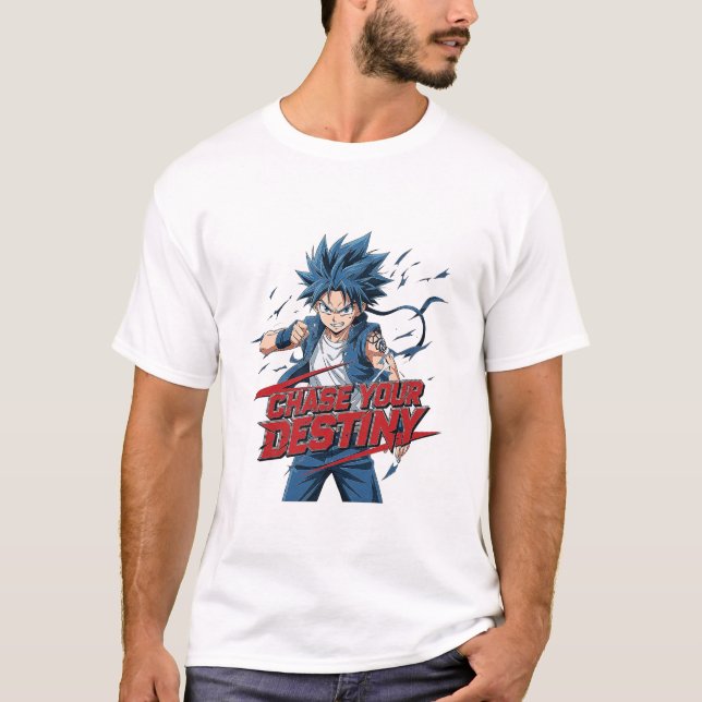 Anime Hero "Chase Your Destiny" Graphic T-Shirt (Vorderseite)