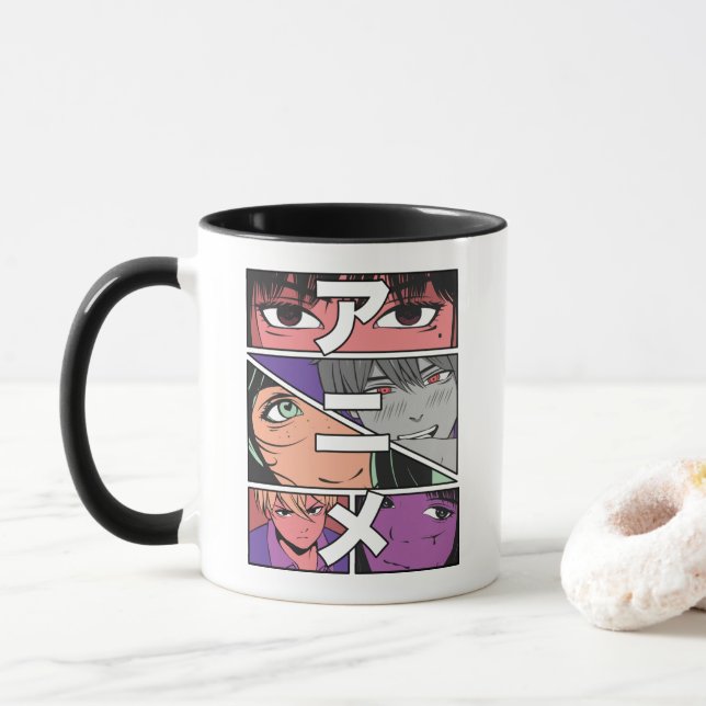 Anime Heroes & japanisches Kanji für Anime Tasse (Mit Donut)