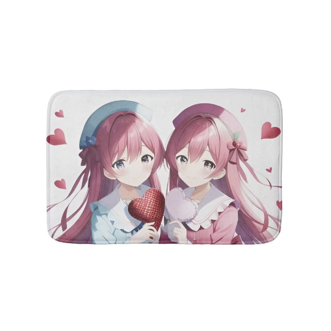 Anime herts Valentine's Day Badematte (Vorderseite)