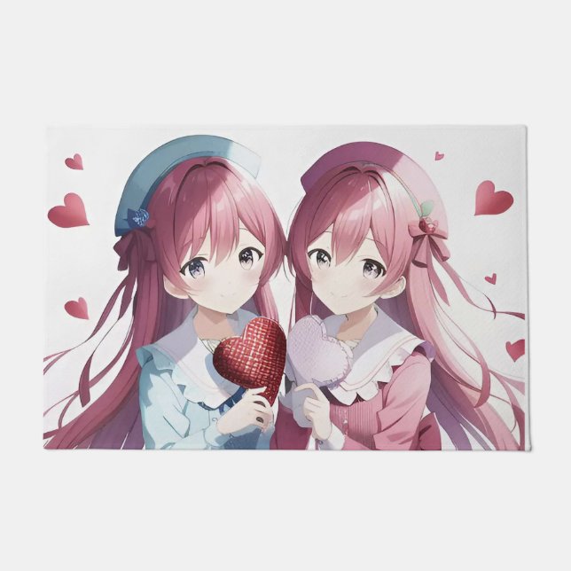 Anime herts Valentine's Day Fußmatte (Vorderseite)